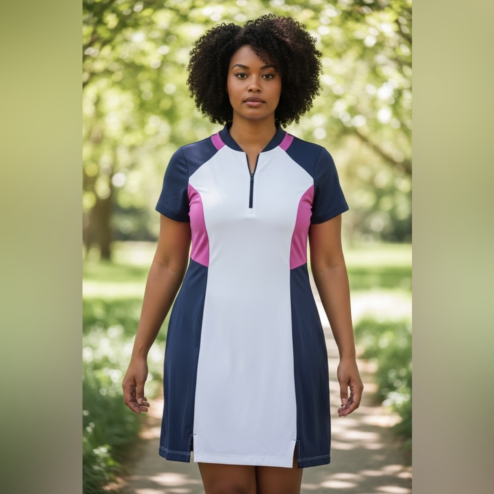 NWT Grand Slam Navy White Pink Athletic Mini Dress